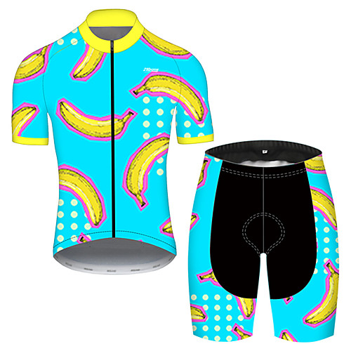 

21Grams Men's Short Sleeve Cycling Jersey with Shorts Nylon BlueYellow Banana Fruit Bike Quick Dry Breathable Sports Banana Mountain Bike MTB Road Bike Cycling Clothing Apparel / Stretchy