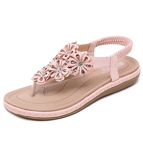 

Women's Sandals Summer Flat Heel Open Toe Boho Daily PU Black / Pink / Beige