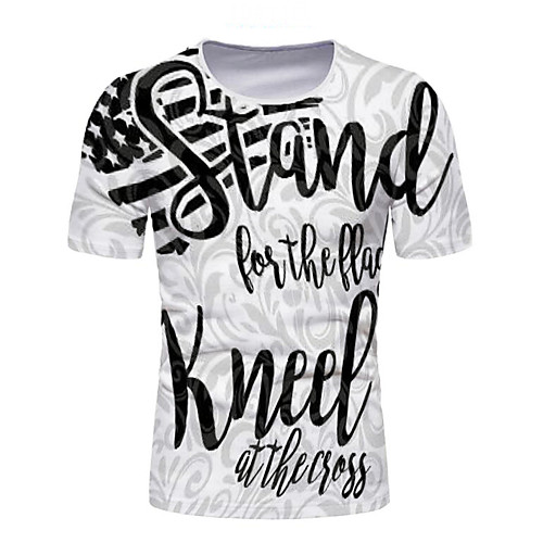 

Men's T shirt Graphic National Flag Print Short Sleeve Daily Tops White