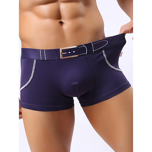 

Men's Print Boxers Underwear - Normal Mid Waist White Black Blue S M L