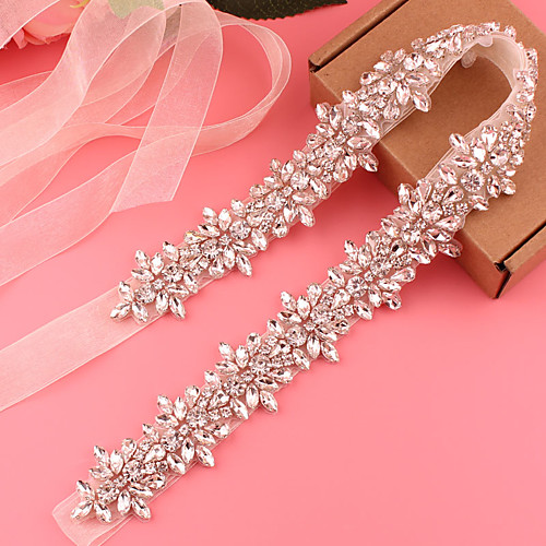 

Satin / Tulle Wedding / Party / Evening Sash With Belt / Appliques / Crystals / Rhinestones Women's Sashes