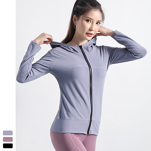 

Women's Hoodie Sweatshirt Yoga Top Zipper Fashion Black Purple Blue Yoga Running Fitness Jacket Top Long Sleeve Sport Activewear Breathable Quick Dry Comfortable Stretchy