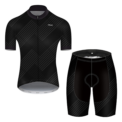 

21Grams Men's Short Sleeve Cycling Jersey with Shorts Nylon Polyester Black Stripes Gradient Geometic Bike Clothing Suit Breathable 3D Pad Quick Dry Ultraviolet Resistant Reflective Strips Sports