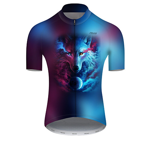 

21Grams Men's Short Sleeve Cycling Jersey Blue Animal Bike Top Mountain Bike MTB Road Bike Cycling Breathable Sports Clothing Apparel / Micro-elastic
