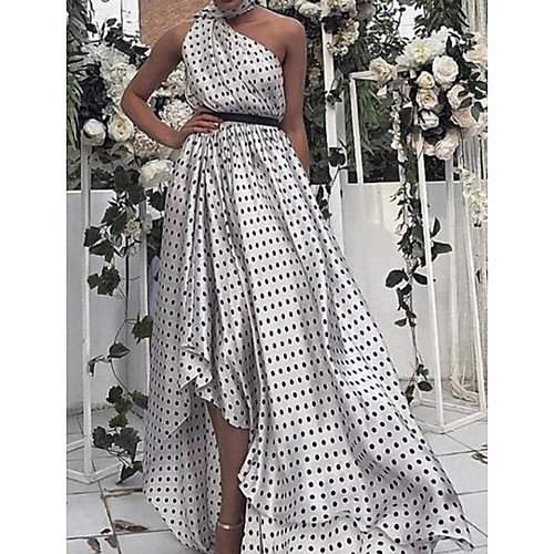 

A-Line Beautiful Back Elegant Holiday Prom Dress One Shoulder Sleeveless Asymmetrical Chiffon with Sash / Ribbon Pattern / Print 2021