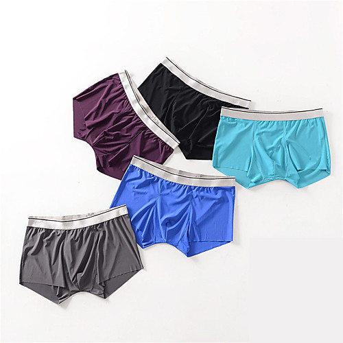 

Men's Sports Underwear Boxer Brief Trunks 5pcs Elastane Sports Shorts Underwear Shorts Bottoms Running Walking Jogging Training Breathable Quick Dry Soft Fashion Deep Purple Dark Grey Rainbow Black