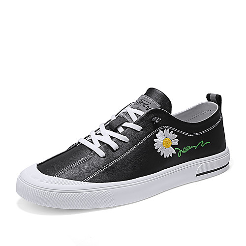 

Men's Spring / Summer Casual / Vintage Daily Home Sneakers Walking Shoes Faux Leather Non-slipping Wear Proof Almond / White / Black