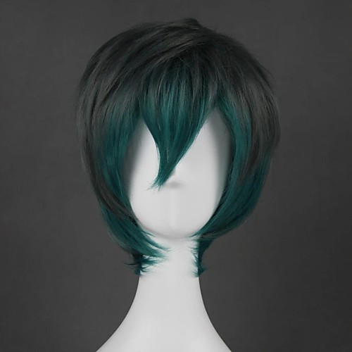 

Cosplay Wig Lolita Straight Cosplay Halloween Asymmetrical Wig Short Green Synthetic Hair 14 inch Men's Anime Cosplay Easy to Carry Green
