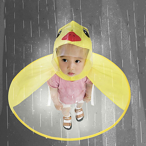 

Cute Raincoat Cartoon duck Kids Rain Coat UFO Children Umbrella Hat Magical Hands Free Tops Boys And Girls Windproof Poncho Baby