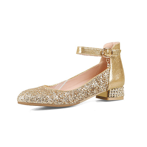 

Girls' Flower Girl Shoes PU Heels Stiletto Heels Big Kids(7years ) Sparkling Glitter / Buckle Gold / Silver Spring / Party & Evening / Color Block