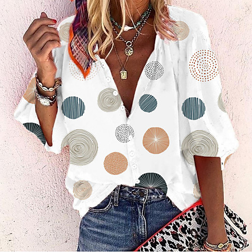 

Women's T-shirt Graphic Tops - Print V Neck Basic Daily White M L XL 2XL 3XL