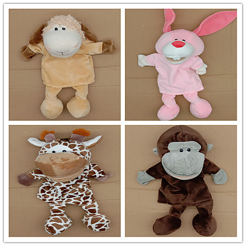 

4 pcs Educational Toy Hand Puppet Stuffed Animal Plush Toy Animal Series Rabbit Sheep Monkey Parent-Child Interaction PP Plush 32cm Imaginative Play, Stocking, Great Birthday Gifts Party Favor