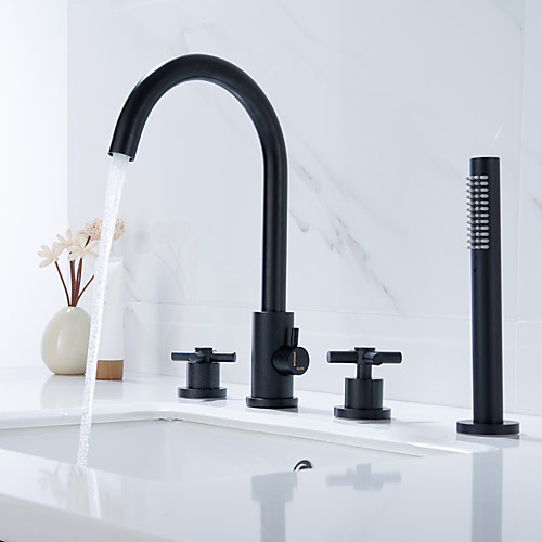 

Bathtub Faucet - Contemporary Painted Finishes Roman Tub Ceramic Valve Bath Shower Mixer Taps