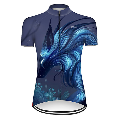 

21Grams Women's Short Sleeve Cycling Jersey Black / Blue Animal Bike Top Mountain Bike MTB Road Bike Cycling Breathable Sports Clothing Apparel / Micro-elastic