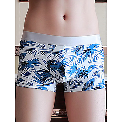 

Men's Print Boxers Underwear - Normal Low Waist White Black Blue M L XL