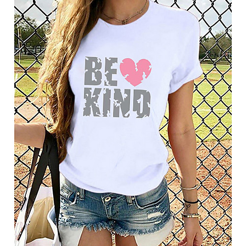 

Women's T-shirt Graphic Tops - Print Round Neck Basic Daily Spring Summer White XS S M L XL 2XL 3XL 4XL