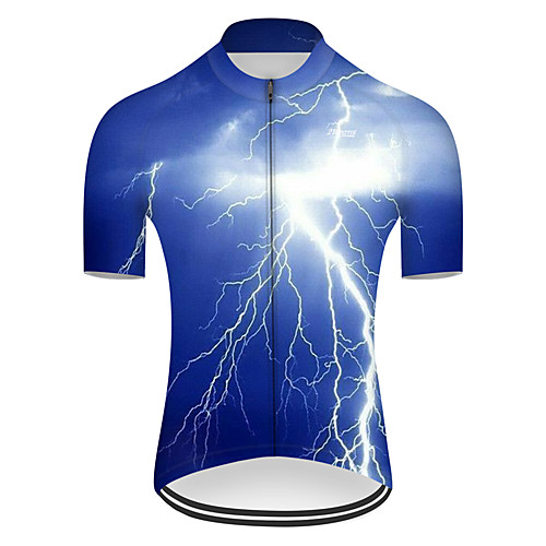 

21Grams Men's Short Sleeve Cycling Jersey Nylon Blue Lightning Gradient 3D Bike Jersey Top Mountain Bike MTB Road Bike Cycling Quick Dry Breathable Sports Clothing Apparel / Micro-elastic