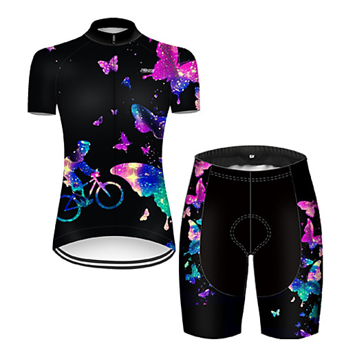 

21Grams Women's Short Sleeve Cycling Jersey with Shorts Nylon Black / Blue Butterfly Gradient 3D Bike Quick Dry Breathable Sports Butterfly Mountain Bike MTB Road Bike Cycling Clothing Apparel