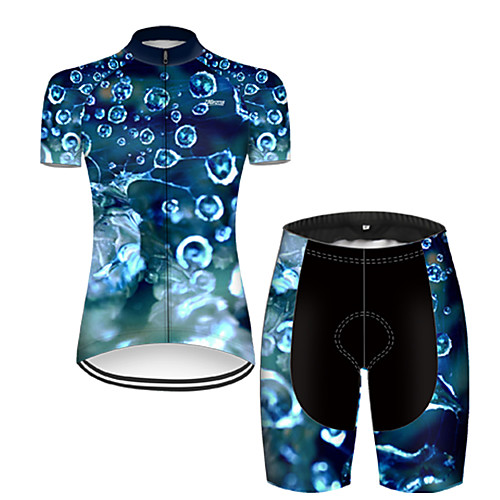 

21Grams Women's Short Sleeve Cycling Jersey with Shorts Black / Blue Bike Breathable Sports Patterned Mountain Bike MTB Road Bike Cycling Clothing Apparel / Stretchy