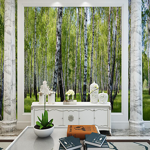 

Custom Self-adhesive Mural Wallpaper Birch Forest Suitable for Background Wall Living Room Coffee Shop Restaurant Hotel Wall Decoration Art Room Wallcovering