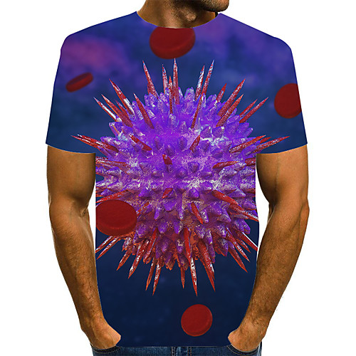 

Men's Geometric Graphic Print T-shirt Street chic Exaggerated Daily Going out Rainbow
