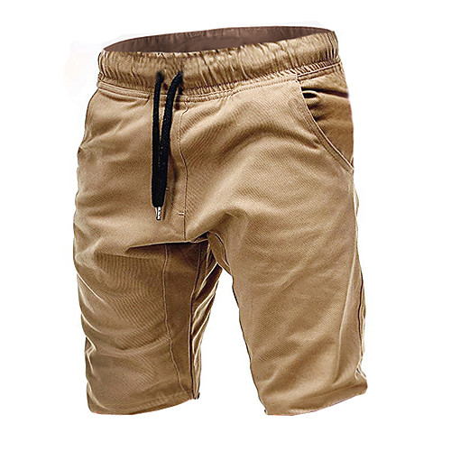 

Men's Sporty Outdoor Loose Going out Shorts Pants Solid Colored Knee Length Drawstring Black Khaki Navy Blue / Summer