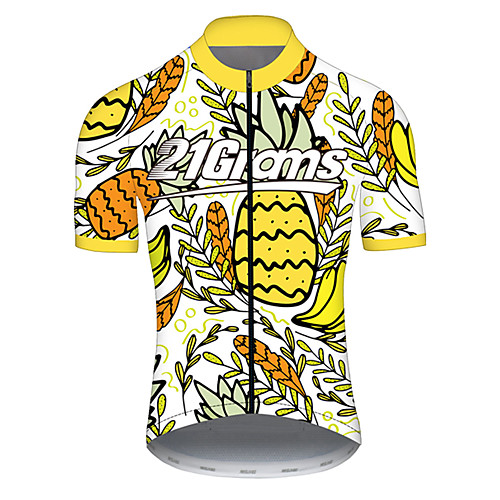 

21Grams Men's Short Sleeve Cycling Jersey Nylon Polyester OrangeWhite Leaf Fruit Pineapple Bike Jersey Top Mountain Bike MTB Road Bike Cycling Breathable Quick Dry Ultraviolet Resistant Sports
