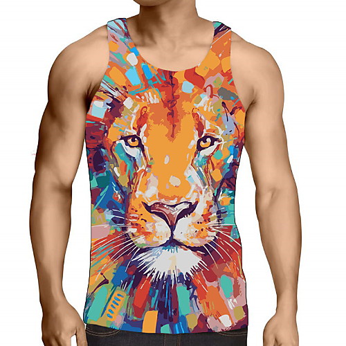 

Men's Graphic Print Tank Top Daily Orange