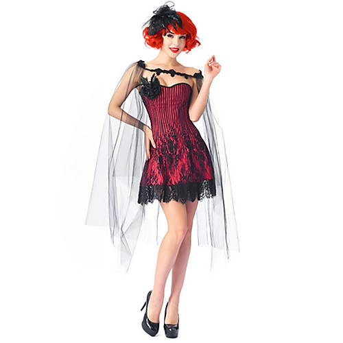 

Plague Doctor Medieval Steampunk Wasp-Waisted Dress Overbust Corset Women's Costume Red black Vintage Cosplay Party Prom / Shawl