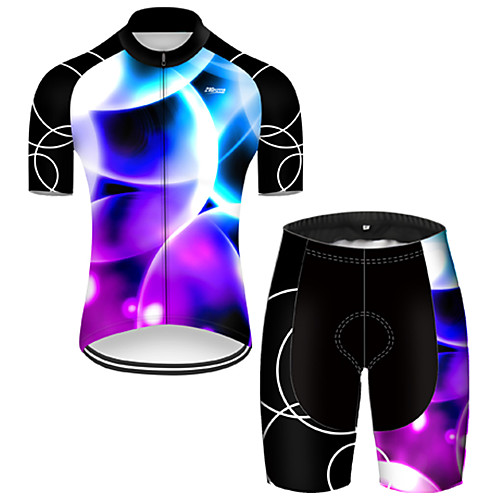 

21Grams Men's Short Sleeve Cycling Jersey with Shorts Black / Blue Bike Breathable Sports Patterned Mountain Bike MTB Road Bike Cycling Clothing Apparel / Stretchy