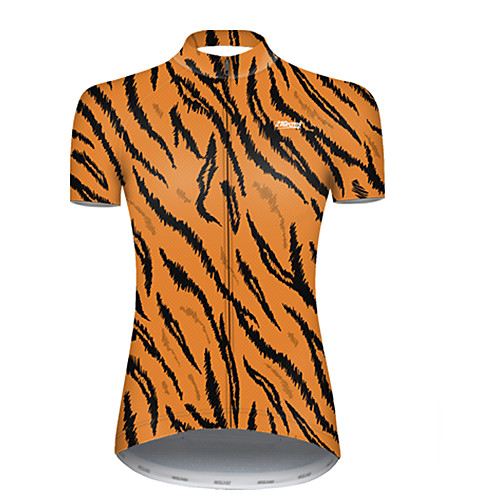 

21Grams Women's Short Sleeve Cycling Jersey Black / Orange Camo / Camouflage Bike Top Mountain Bike MTB Road Bike Cycling Breathable Sports Clothing Apparel / Micro-elastic