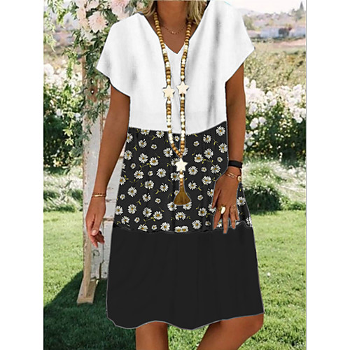 

Women's Shift Dress Knee Length Dress - Short Sleeves Geometric Print Summer Casual Daily 2020 Black M L XL XXL XXXL
