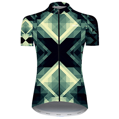 

21Grams Women's Short Sleeve Cycling Jersey Nylon Black / Green Plaid Checkered Gradient 3D Bike Jersey Top Mountain Bike MTB Road Bike Cycling Breathable Quick Dry Sports Clothing Apparel