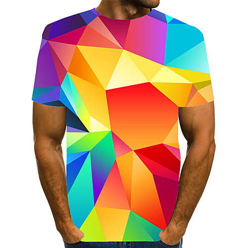 

Men's Graphic Print T-shirt Street chic Exaggerated Daily Going out Rainbow