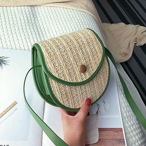 

Women's Straw Crossbody Bag 2020 White / Black / Green