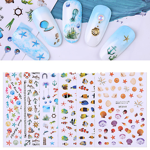 

1 pcs Full Nail Stickers Fish / Shell nail art Manicure Pedicure Creative / Light and Convenient Romantic / Cute Party / Evening / Daily
