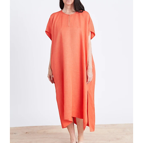 

Women's Shift Dress Midi Dress - Short Sleeves Solid Color Summer Casual Daily 2020 Orange M L XL XXL XXXL