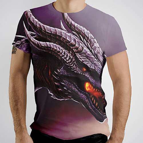 

Men's Graphic Animal Fantastic Beasts Print T-shirt Basic Daily Purple
