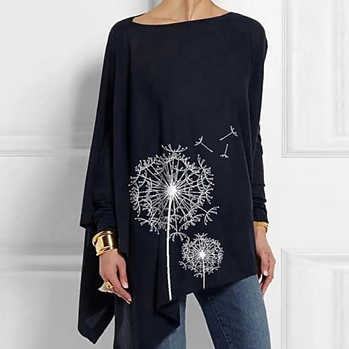 

Women's Geometric T-shirt Daily Navy Blue