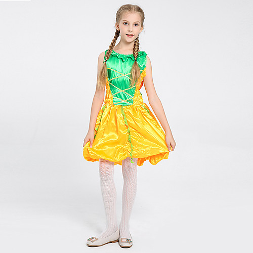 

Princess Princess Tiana Dress Flower Girl Dress Girls' Movie Cosplay A-Line Slip Yellow Dress Children's Day Masquerade Polyester