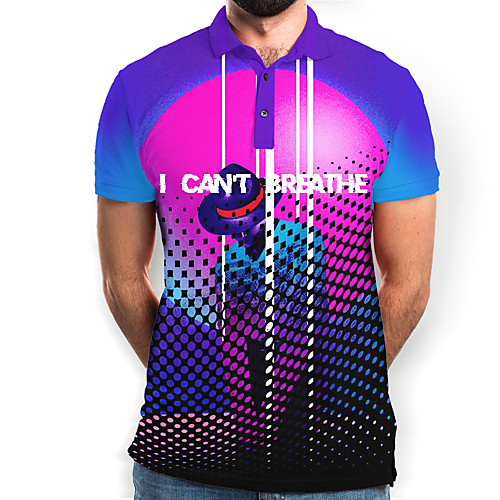

Men's Graphic Letter Polo Basic Elegant Daily Going out Rainbow