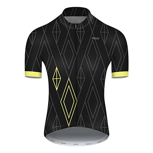 

21Grams Men's Short Sleeve Cycling Jersey Nylon Black / Yellow Plaid Checkered Patchwork Bike Jersey Top Mountain Bike MTB Road Bike Cycling Breathable Quick Dry Sports Clothing Apparel