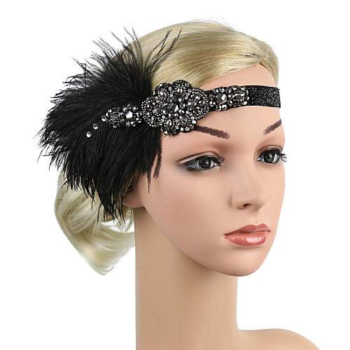 

Retro Traditional / Classic Stretch Stripes / Fabrics Headpiece with Feather / Ribbons / Crystals 1 / box Wedding / Carnival Headpiece