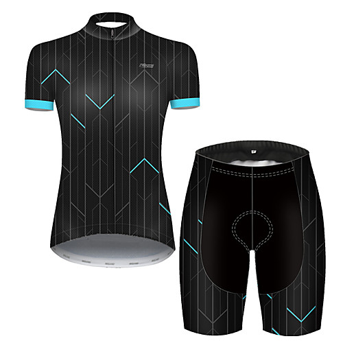 

21Grams Women's Short Sleeve Cycling Jersey with Shorts Nylon Polyester Black / Blue Stripes Gradient Geometic Bike Clothing Suit Breathable 3D Pad Quick Dry Ultraviolet Resistant Reflective Strips