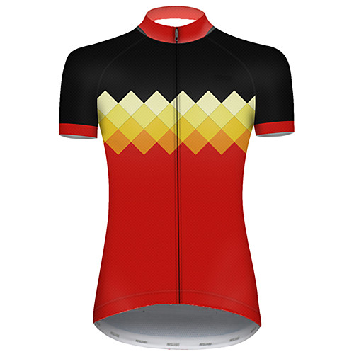 

21Grams Women's Short Sleeve Cycling Jersey Nylon Black / Red Plaid Checkered Patchwork Bike Jersey Top Mountain Bike MTB Road Bike Cycling Breathable Quick Dry Sports Clothing Apparel