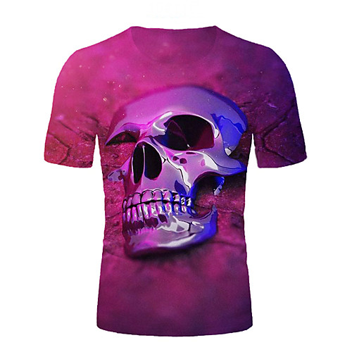 

Men's Graphic Skull T-shirt Basic Elegant Daily Going out Fuchsia