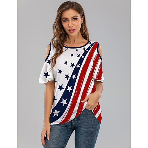 

Women's Rainbow National Flag American flag Print T-shirt Daily Rainbow