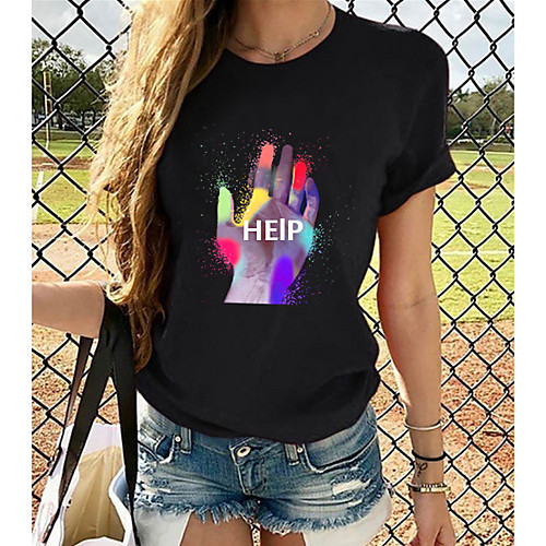 

Women's T-shirt Plus Size Graphic 3D Print Tops - Print Round Neck Loose Basic Daily Spring Summer Rainbow XS S M L XL 2XL 3XL 4XL 5XL 6XL / Going out