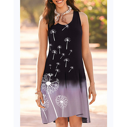 

Women's A-Line Dress Knee Length Dress - Sleeveless Geometric Summer Work 2020 Blue Red Brown S M L XL XXL XXXL