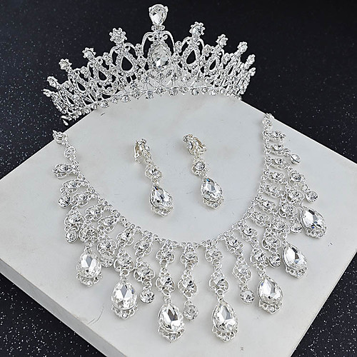 

Women's Crystal Bridal Jewelry Sets Transparent Drop Flower Elegant Vintage Earrings Jewelry White For Wedding Party 1 set